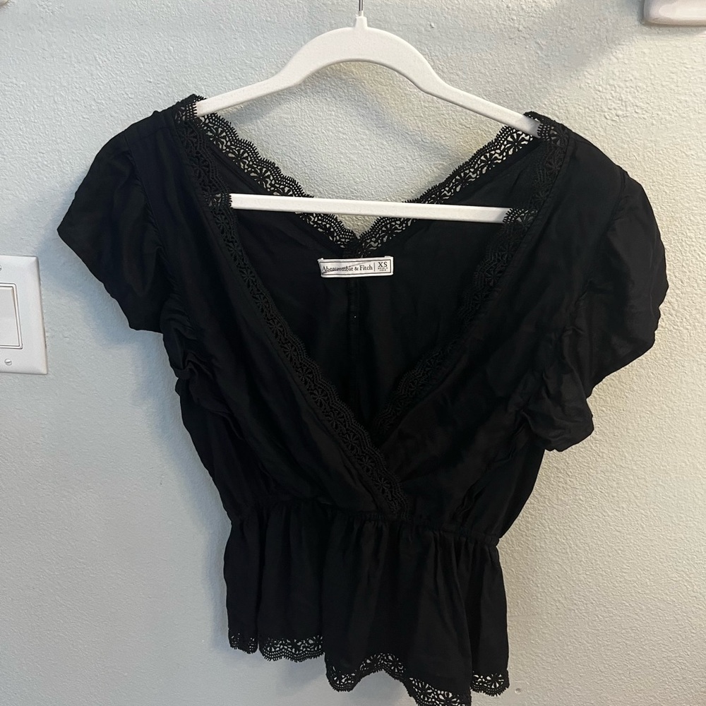 Abercrombie and fitch Elegant Black Lace Trim Top